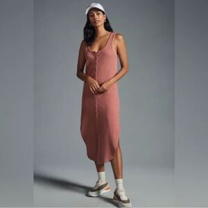 Anthropologie Daily Practice Sundarban Midi Dress Orange Pink Tank Medium EUC